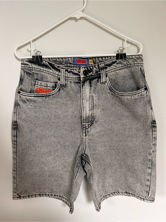 Empyre Other - Empyre Grey Acid-Wash Denim Shorts with Logo